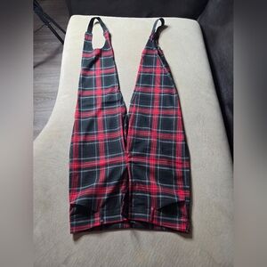 Express Red and Black Plaid Jumpsuit Pants